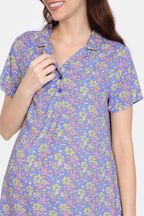 Zivame Maternity Floral Pop Woven Pyjama Set - Dutch Canal — image 5